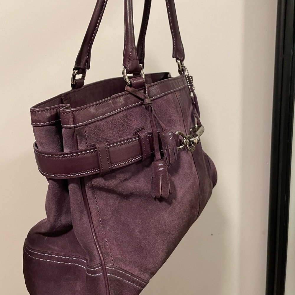 Suede Purple Coach Bag